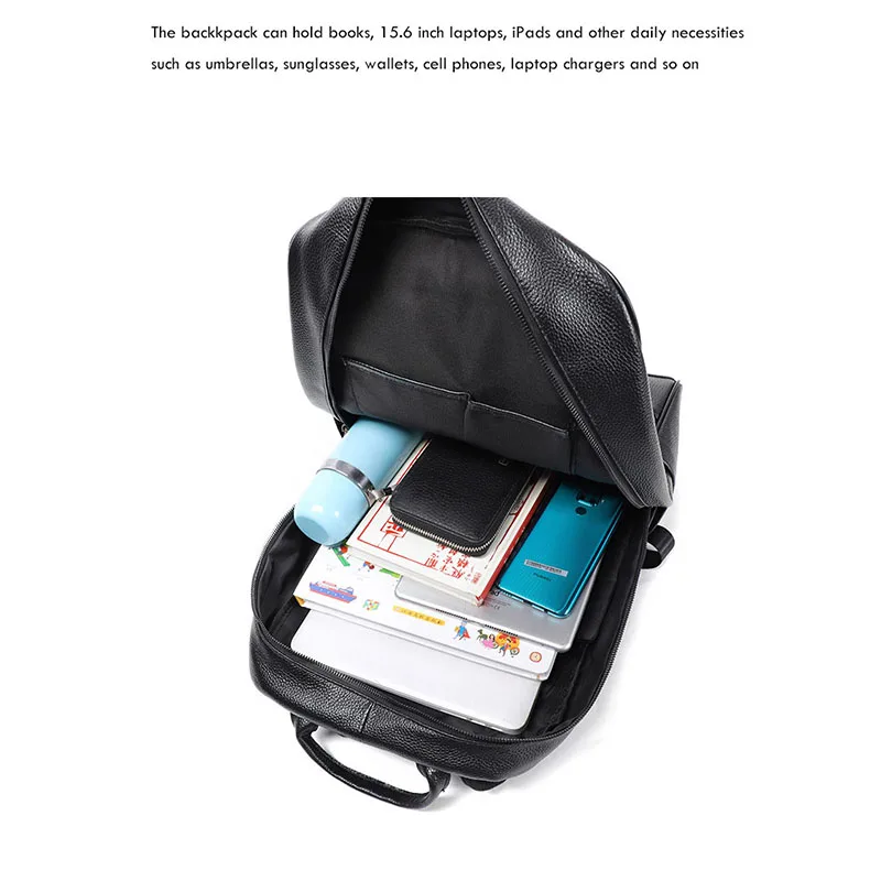 YIFANGZHE Slim Genuine Leather Laptop Backpack Men for 15-15.6 inch ,Business  Professional Lightweight Office Computer Rucksack