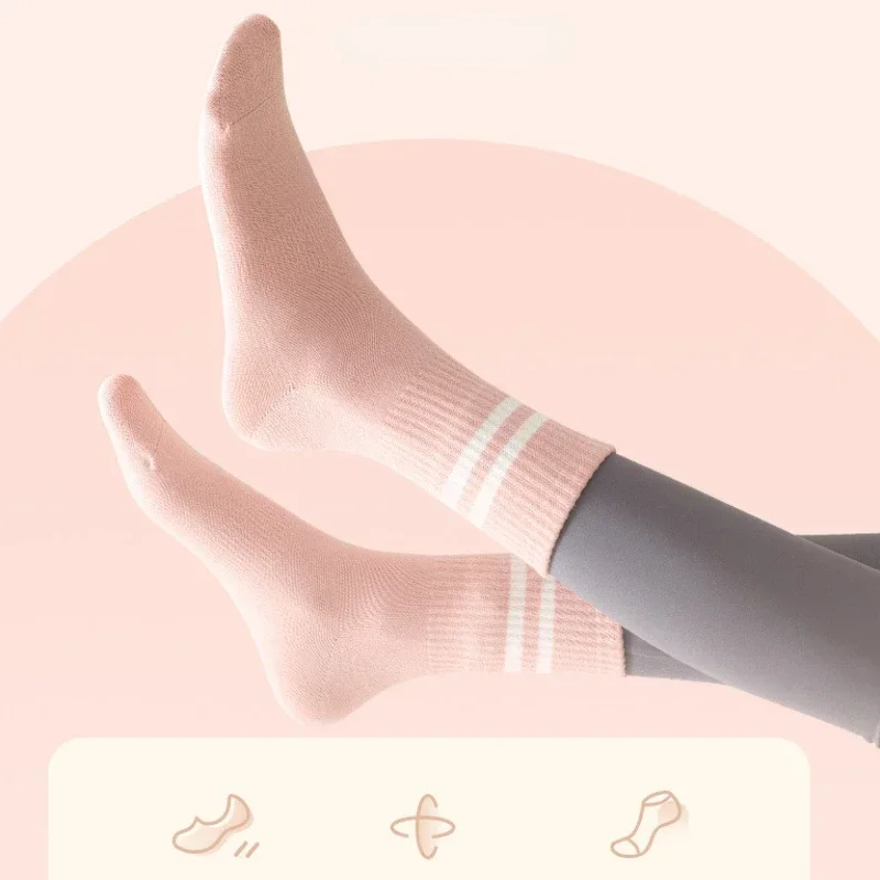 Pilates Socks Yoga Socks Cotton Mid-tube Non-slip Silicone for Indoor Fitness Dance