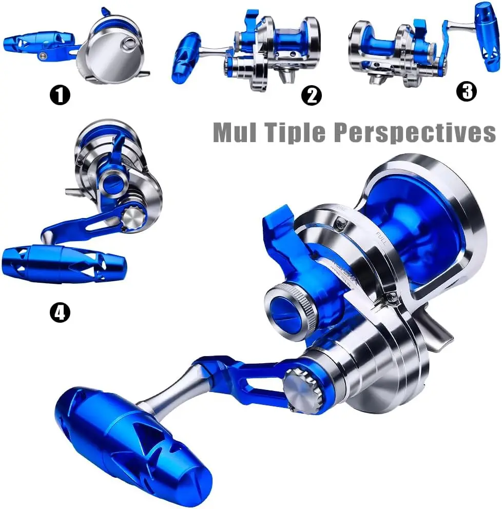 Jigging Reel Conventional Reels-Lever Drag Saltwater Heavy Duty Deep Ocean Big Game Offshore Round Aluminum Trolling R
