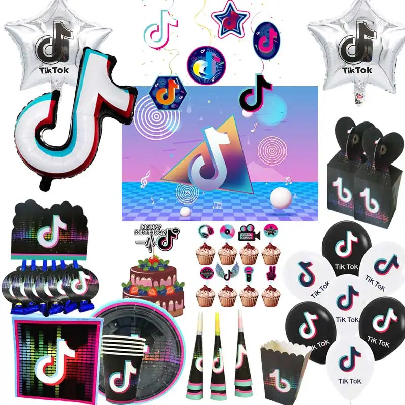 

Tik&Note Music Birthday Party Decoration Kid Disposable Tableware Baby Shower Supplies Sticker Plate Cup Balloon Backdrop