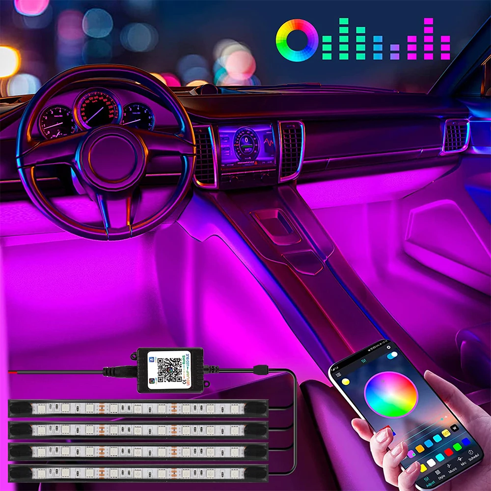 OKEEN 4c LED Car Foot Light Universal Car Ambient Lamp Backlight With