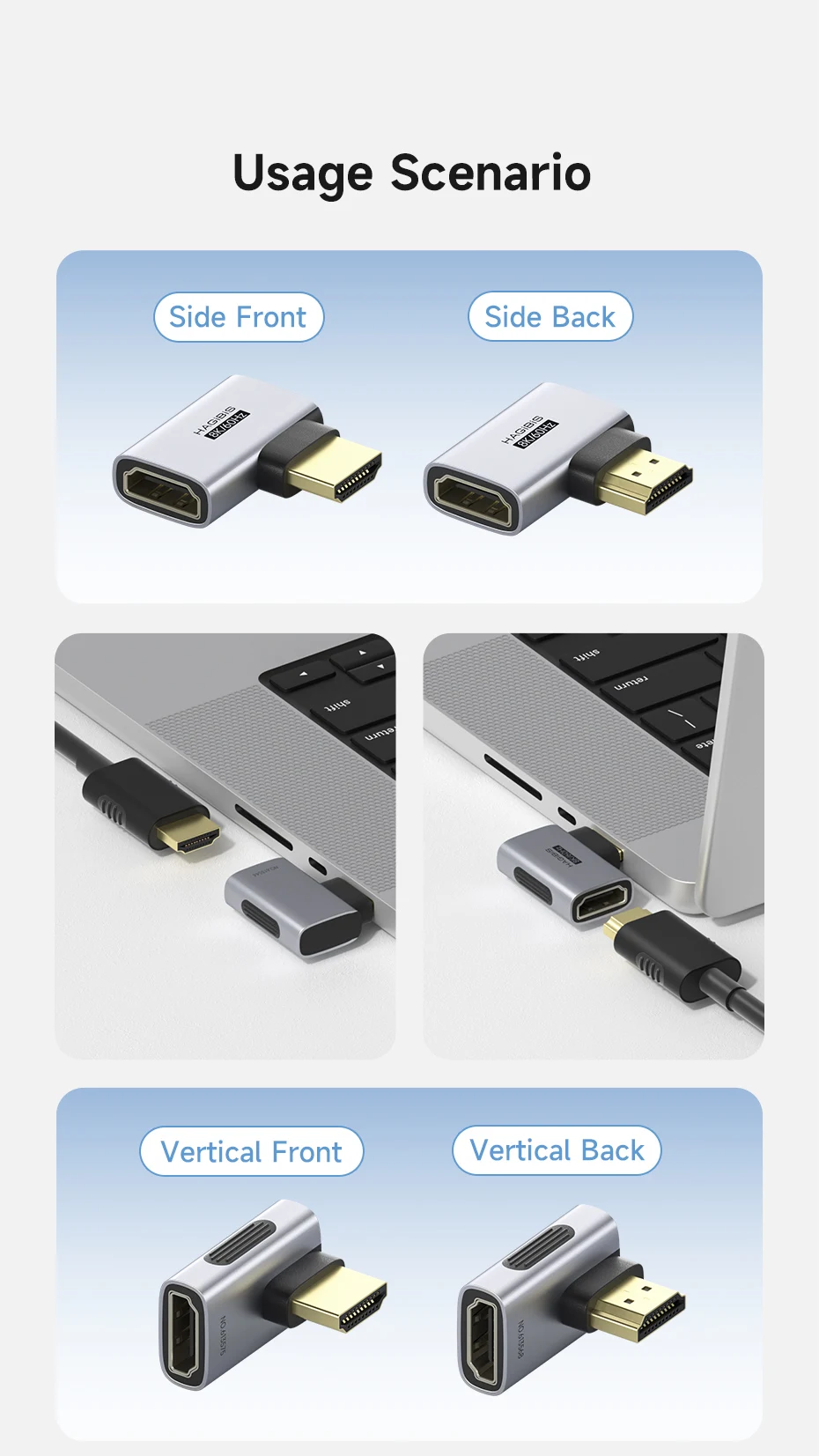 Hagibis HDMI 2.1 Right Angle Adapter 90°
