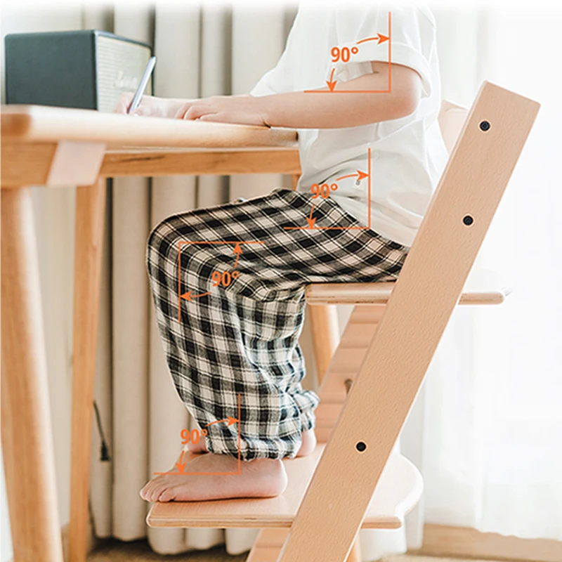 Growing Chair Designer Wooden Luxury Furniture Height Adjustable Child Room Safety Seats Kids Silla Infantil Study Girl JGY