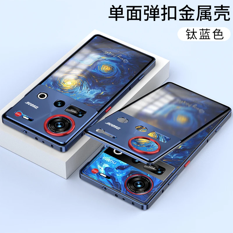 Luxury Magnetic Metal Case with Glossy Aluminum Frame and Camera Protector