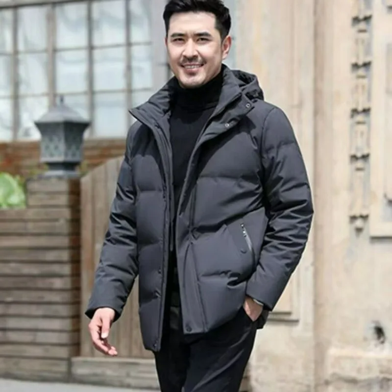 Down Jacket Men New Duck Down Winter Hooded Coat Windproof Warm Parkas Travel Camping Overcoat New In Thicken Solid Color 2021 new winter new men multi solid color parkas harajuku men s hooded warm thick jacket male fashion korean parka coat 4xl