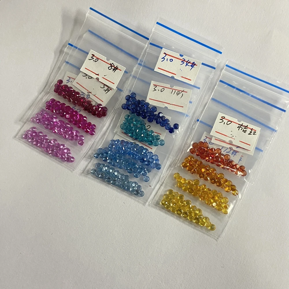 Meisidian 5A Quality 13 Color Brilliant Round 3mm Lab Rainbow Sapphire Loose Gemstone Ring Making