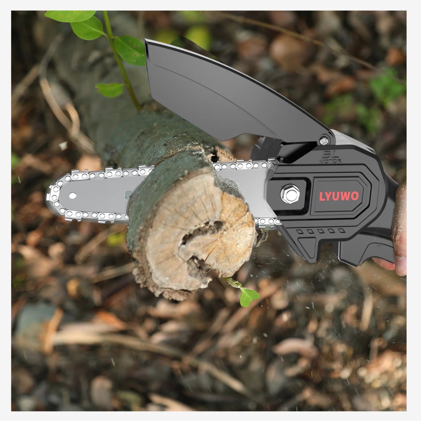 LYUWO 6 Inch Electric Chain Saw Handheld Portable Chainsaw Tree Wood Cutter Pruning Garden Power Tool Compatible MT Battery