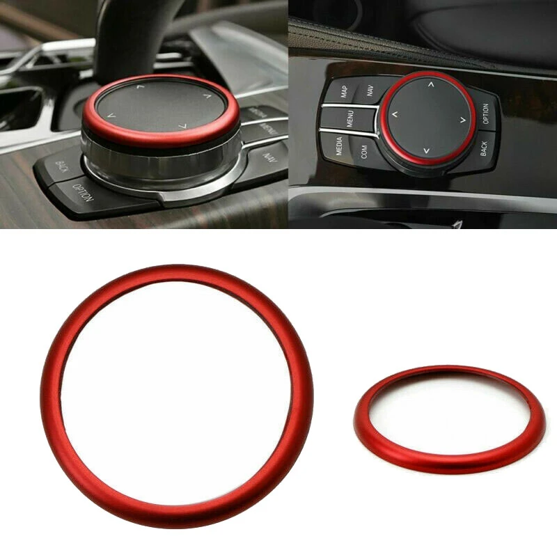 Фото Красное алюминиевое кольцо, центральная консоль IDrive, мультимедийный контроллер, ручка, кольцо для BMW 1 2 3 4 5 6 7 Series X3 X4 X5 X6 №2