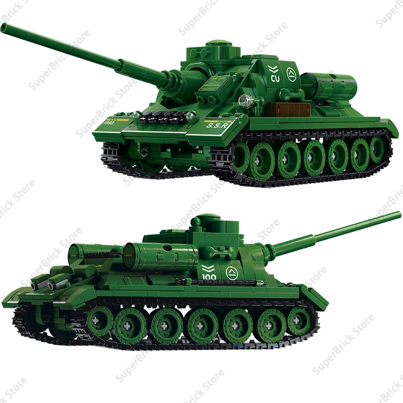 Military Weapons World War II Tanks Military Armored Vehicles Field Ambulances Army Trucks Model Building Bricks Blocks DIY Toys - 3