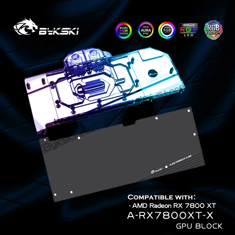 Bykski A-Rx7800Xt-X Rx 7800 Xt Gpu Block Uso Per Amd Radeon Rx7800Xt Scheda Edizione Di Riferimento/Raffreddamento Ad Acqua Radiatore In Rame Argb