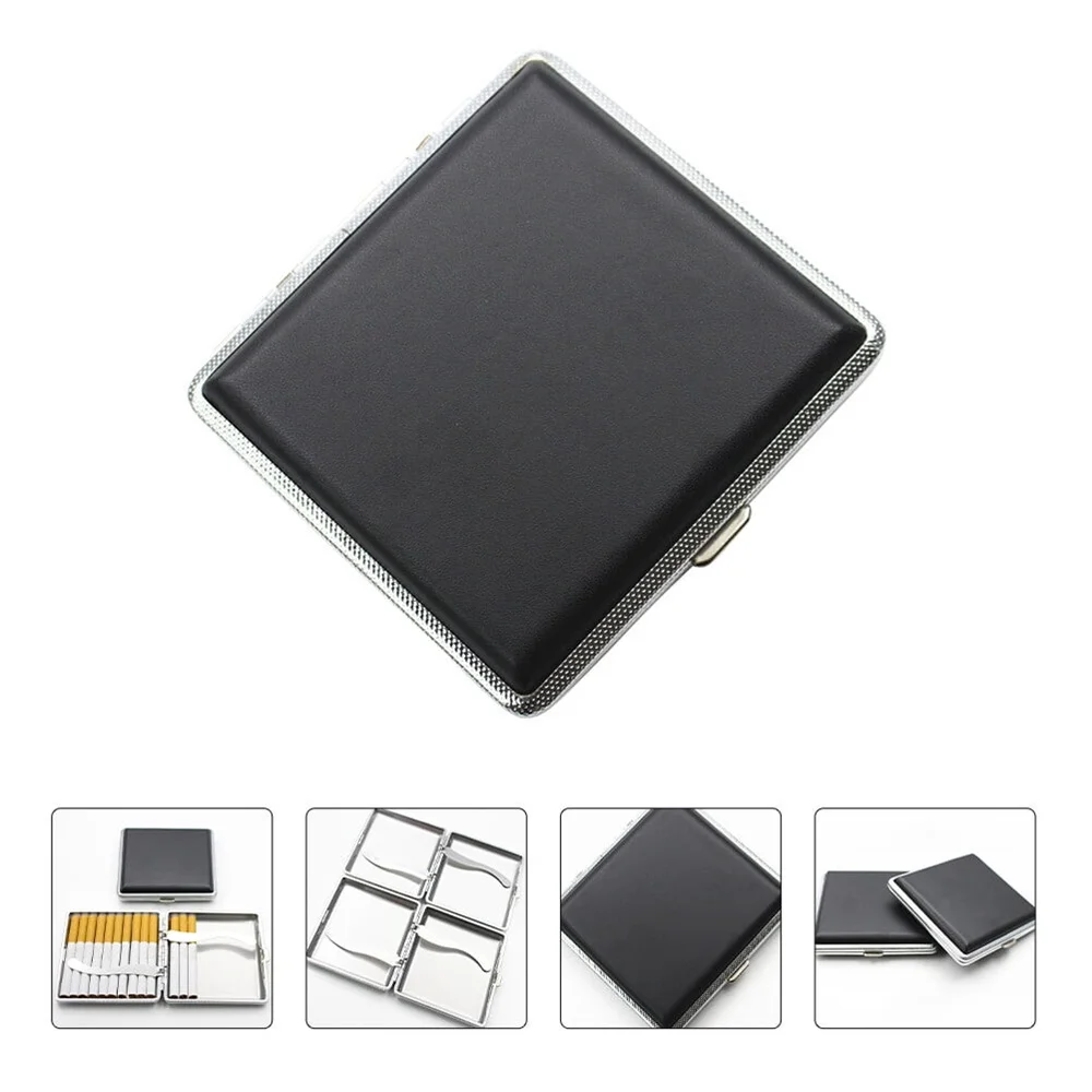 20 Sticks Leather Cigarette Case Metal Smoking Accessories Gift for Men cigarette case