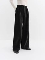 FSLE High-Waisted Straight-Leg Knit Tros Women Elegant Slimming Floor Length Commute Pants 2025 Winter Collection New Arrival - Image 2