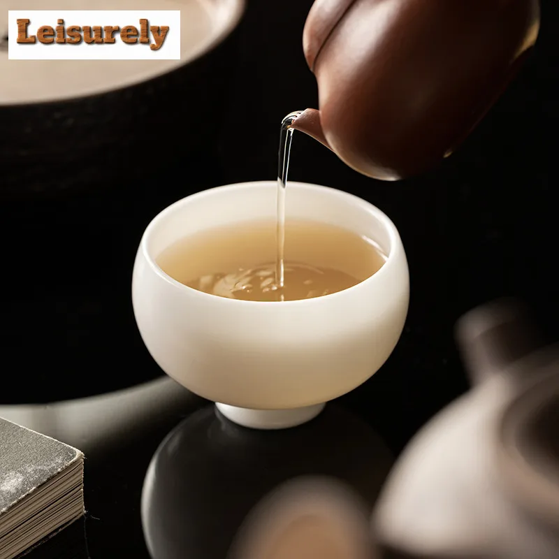 Handmade Fair Jade Clay Porcelain Tea Cup Personal Master Cup Single Tea Bowl Water Mug Meditation Cup Kung Fu Teaset Drinkware