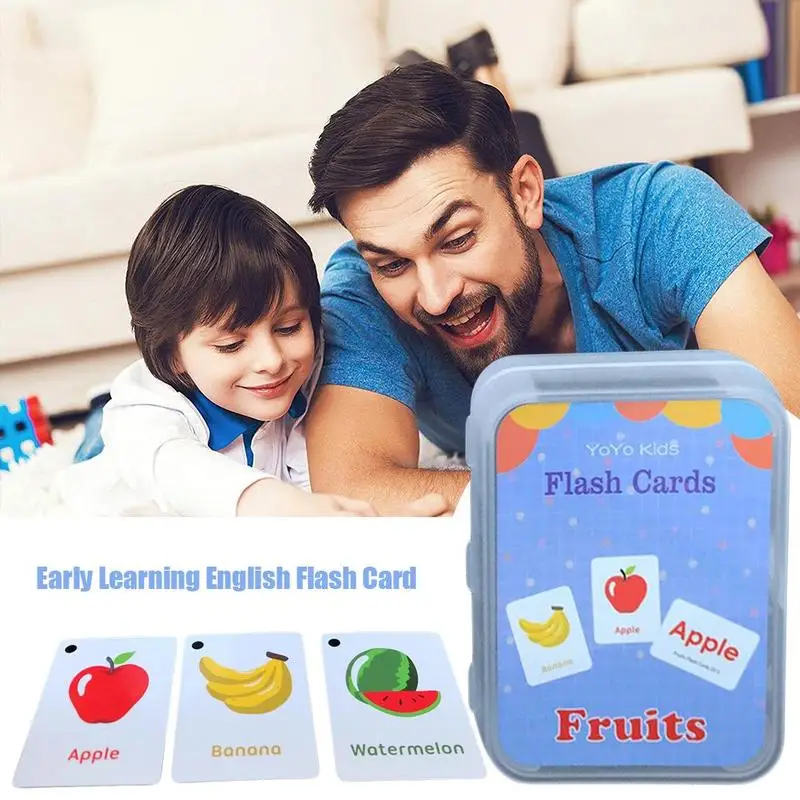 English Words Learning Flashcards for Kids 3-6 Years Reading Enlightenment Cards Educational Toys Montessori Teaching Aids 4