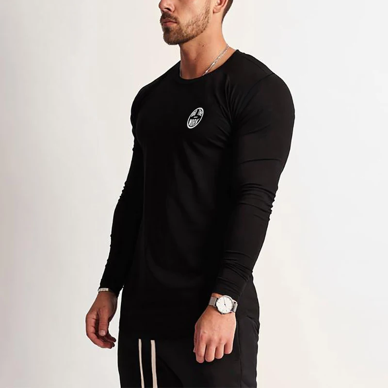 

Spring and Autumn Men's Bottoming Shirt Thin Fitness Slim Fitting Long Sleeve Tops