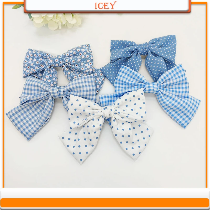 1pc blue headbands bow tie Headwear lattice Scrunchie dots Hair Clip small flower Hair Claw polka dots Hair Accessories Set