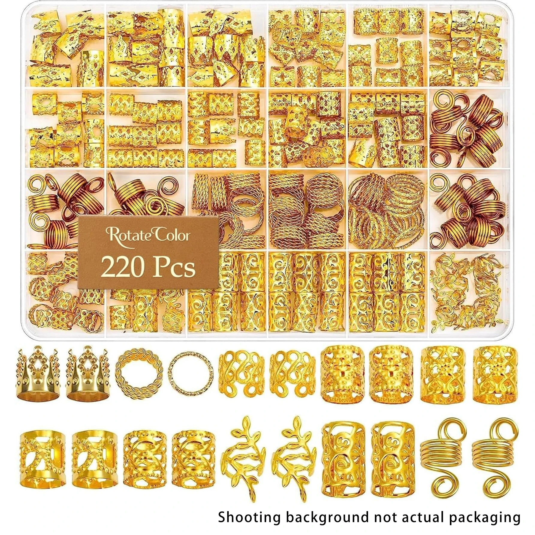 220pcs Dreadlock Hair Rings Adjustable Cuffs Clip DIY Braids Dirty Braids Bead Hairpin hair accessories Headwear for women Girl