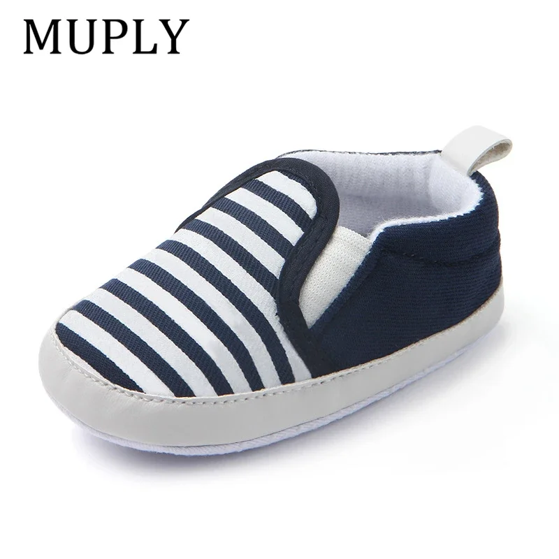 Fashion Blue Striped Baby Boy Shoes Lovely Infant First Walkers