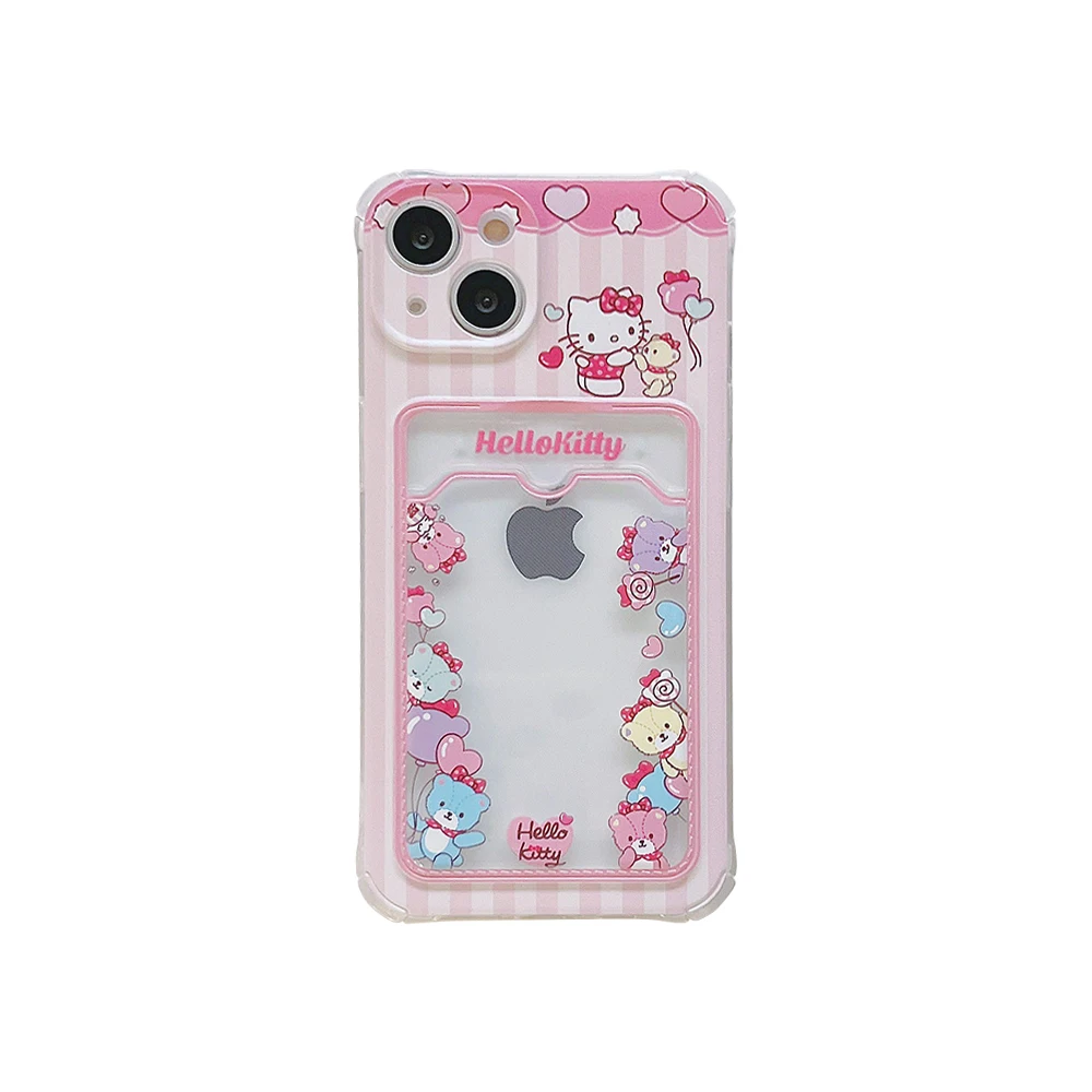 thumbnail image 1 of Funda rosa con tarjetero para iPhone, carcasa con dibujo de Hello Kitty, Little Twin Stars, para modelos 14, 13 Pro Max, 12, 11, XR, XS, X, 7, 8 Plus, 1 of 5