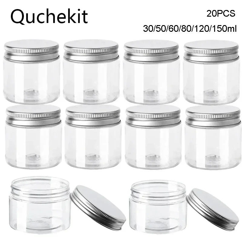 30/50/60/80/120/150ml Storage Jars 20Pcs With Lids Aluminum Round Canister Empty Plastic Cosmetic Jars Food Travel Bottle Pot food storage pots food storage container food storage can food storage box