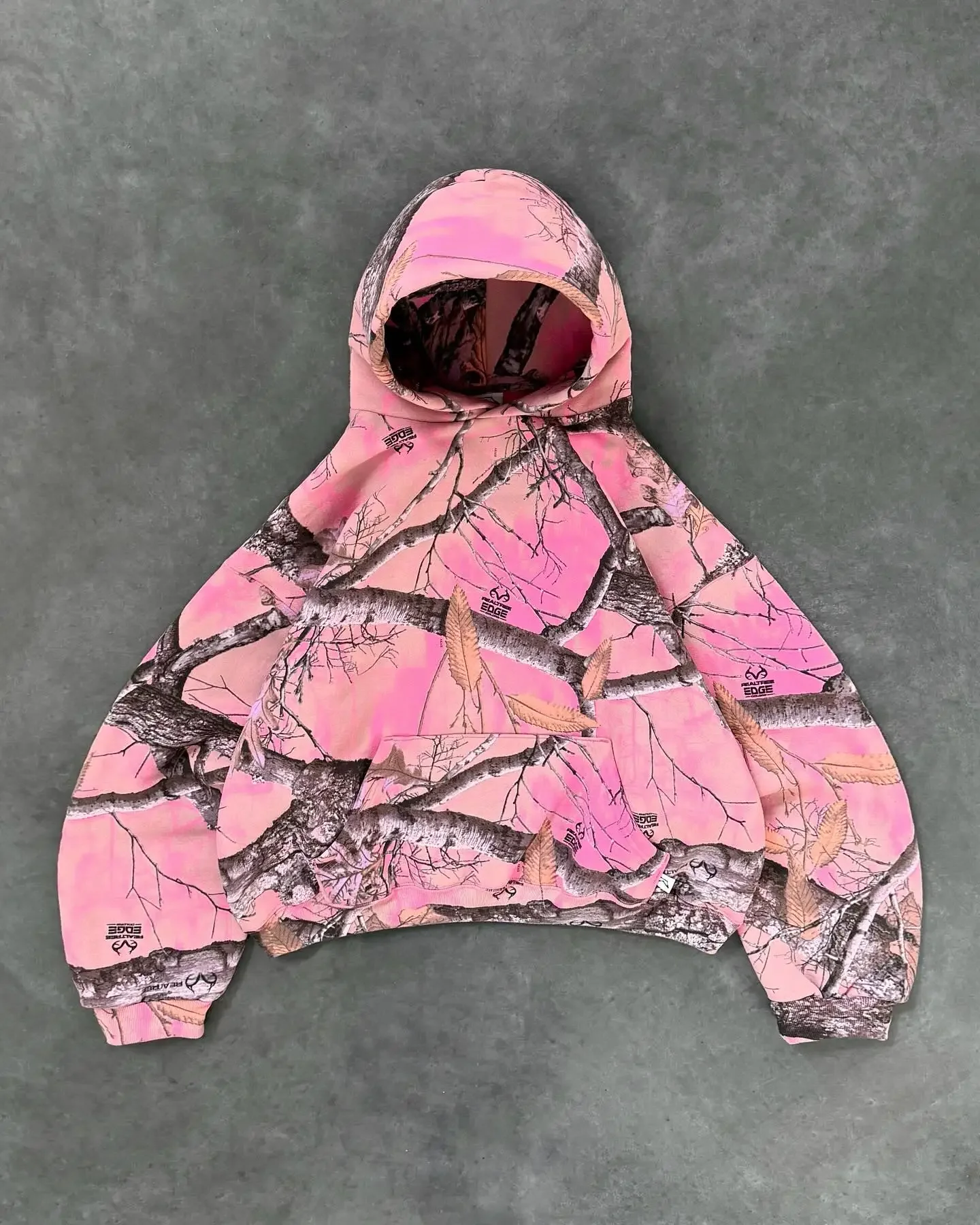 New Y2K Camouflage Pattern Hood Mens and Womens Hip Hop Retro Pink Street Clothing Pullover Punk Casual Camouflage Two Piece Set 3