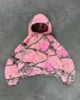 New Y2K Camouflage Pattern Hood Mens and Womens Hip Hop Retro Pink Street Clothing Pullover Punk Casual Camouflage Two Piece Set 3