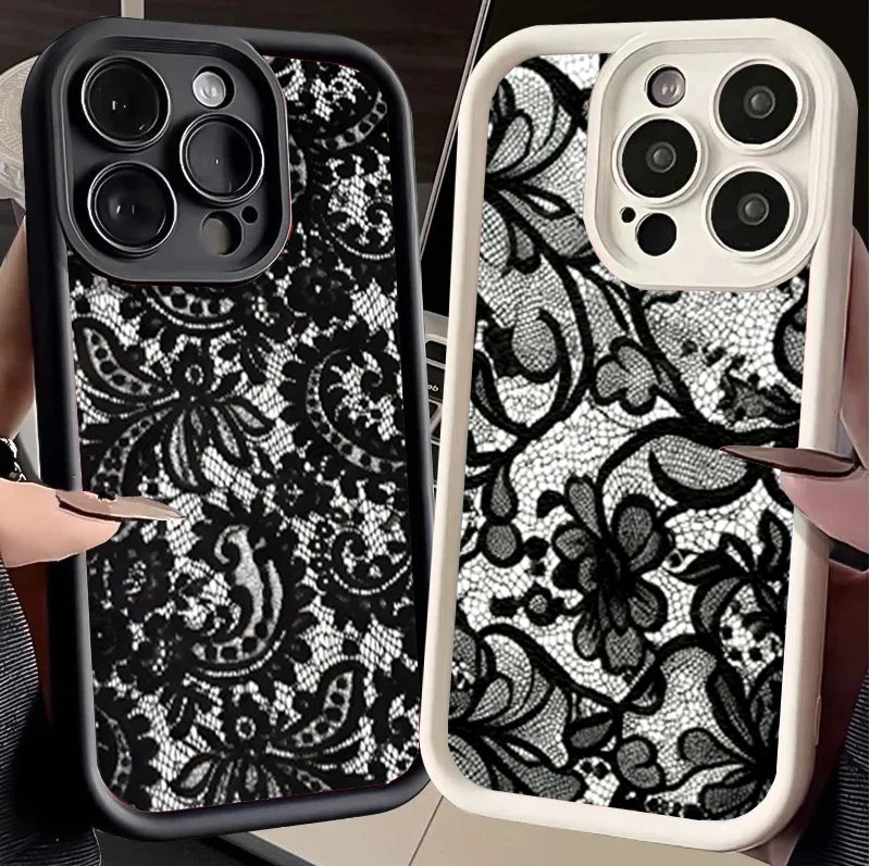 Elegant Black Lace Pattern Soft Phone Case Cover