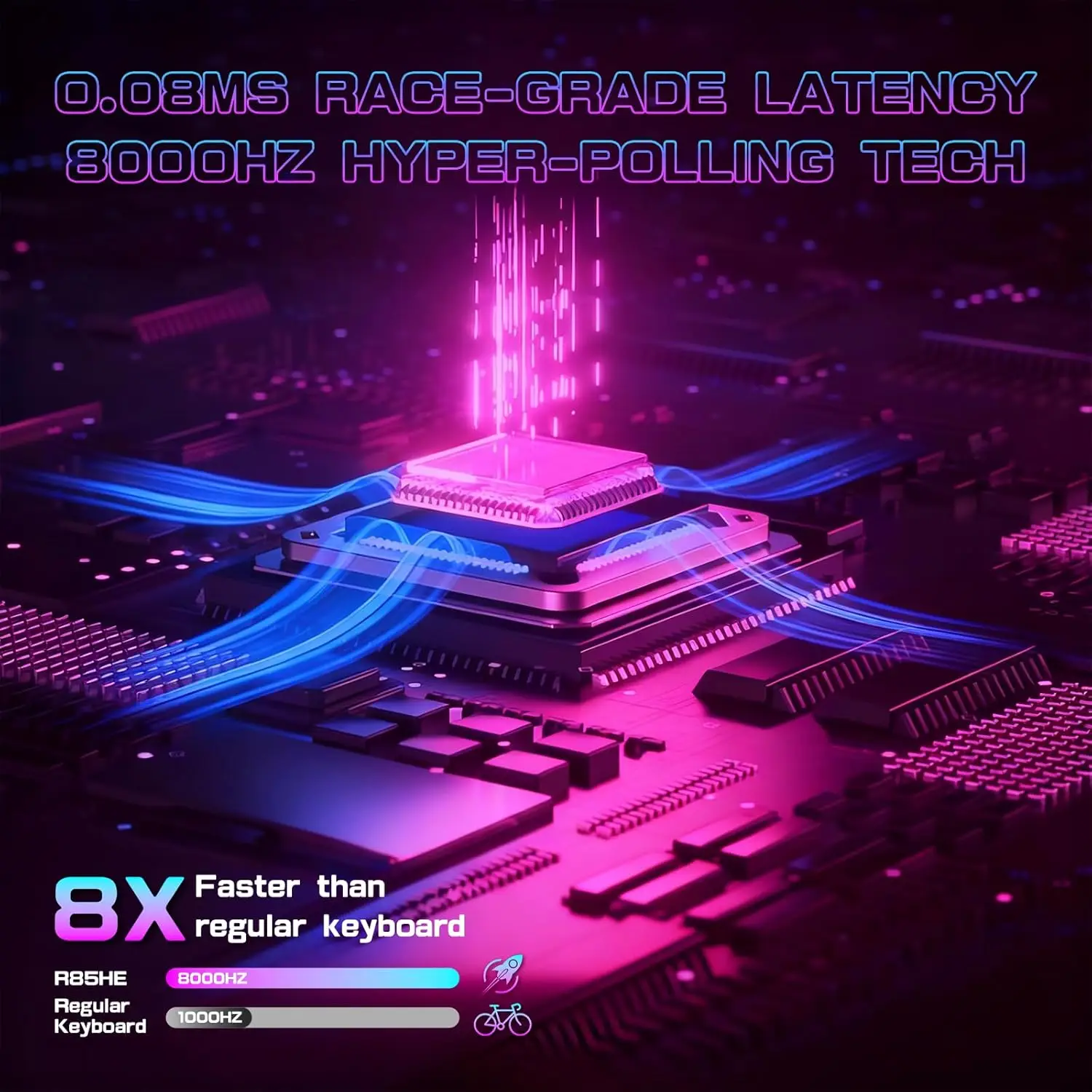 ATTACK SHARK R85 HE 유선 레이피드 트리거 기계식 RGB 게이밍 키보드 8KHz 폴링 레이트, 0.005mm RT 정확도, 0.08ms 지연 시간