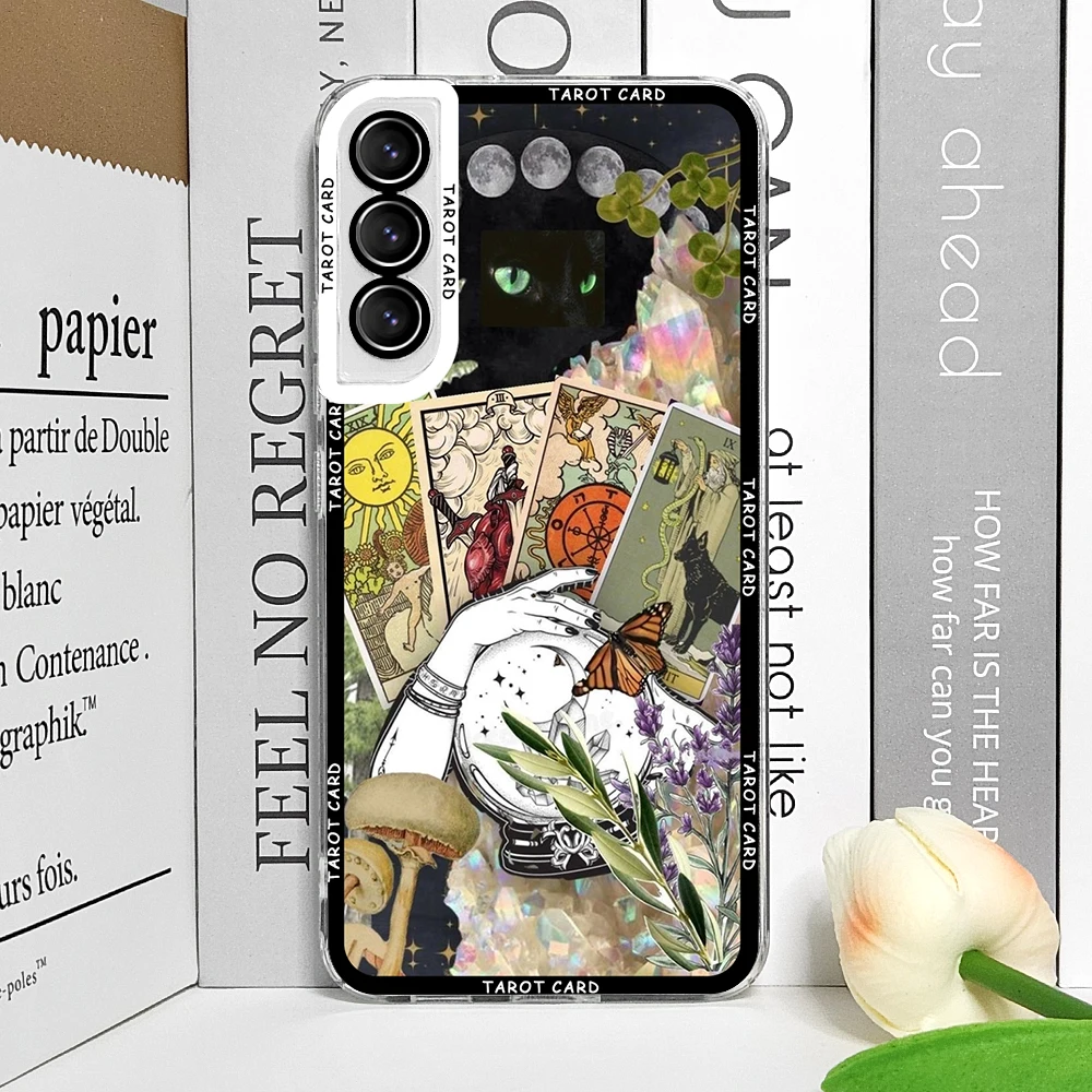 Mystical Witch Tarot Card Collage Clear Soft Phone Case