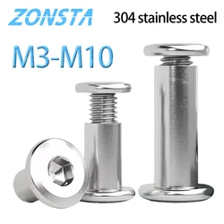 Stainless Steel Hex Socket Head Furniture Rivet Connector Nut - M8x25x10 x 4set
