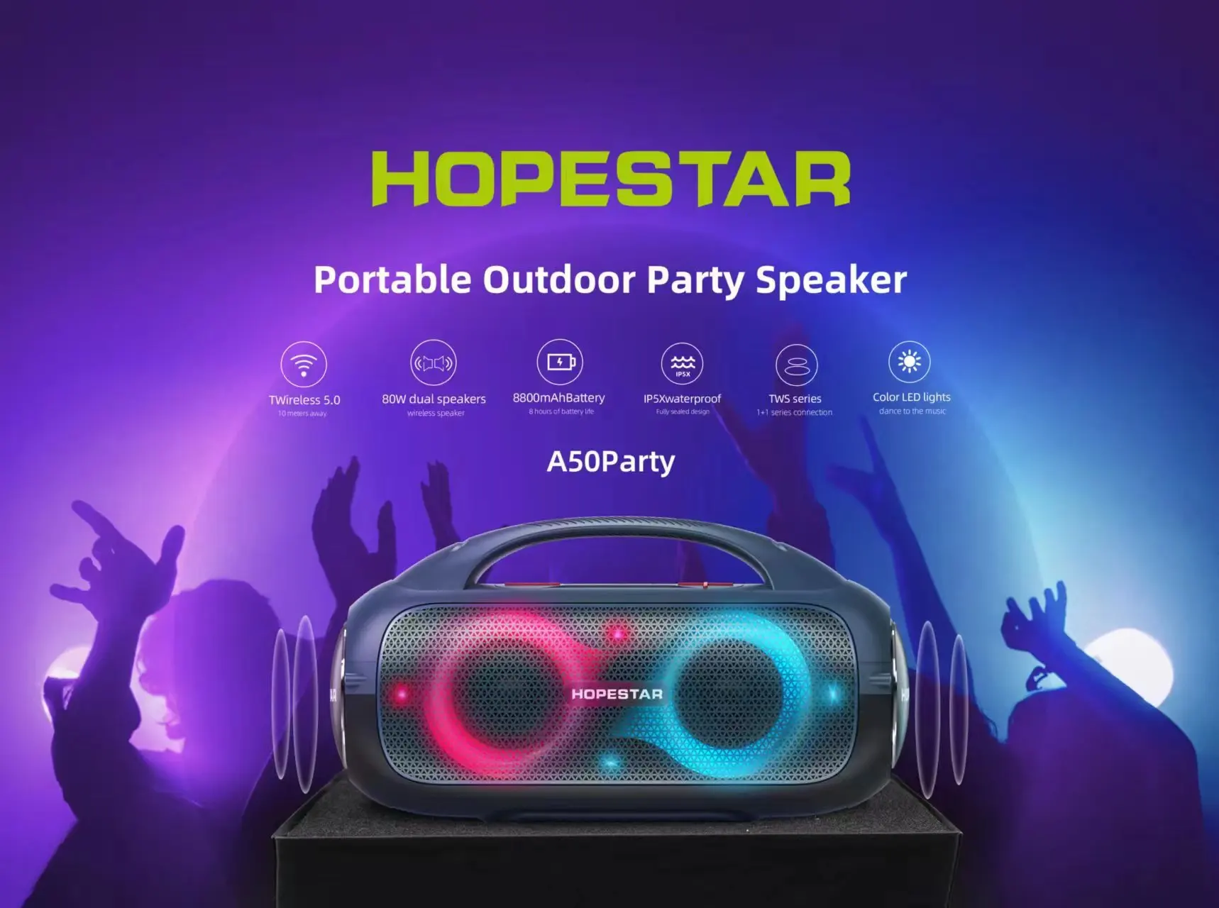 Hopestar A50 party 80W Bluetooth Speaker description image 2