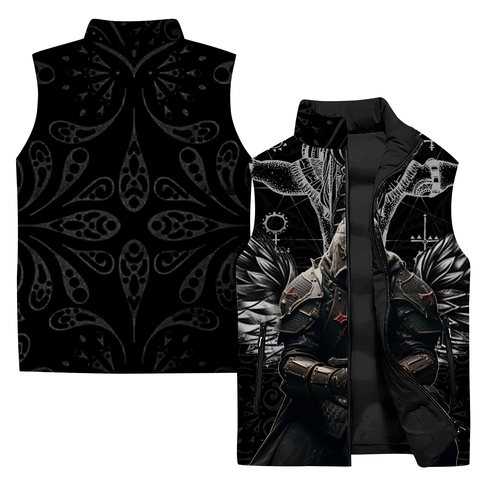 thumbnail image 5 of Chaleco para hombre, abrigo para deportes al aire libre, estampado 3D atractivo, chaqueta sin mangas para hombre, chaqueta de ciclismo cálida e informal a la moda para hombre, 5 of 5