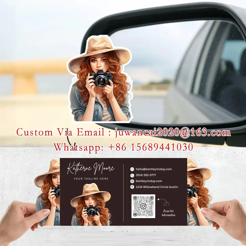 독특한 접이식 인터랙티브 살롱 명함 DIY 다이컷 헤어 스타일리스트 QR 코드 카드 카메라 접이식 명함 디자인 인쇄