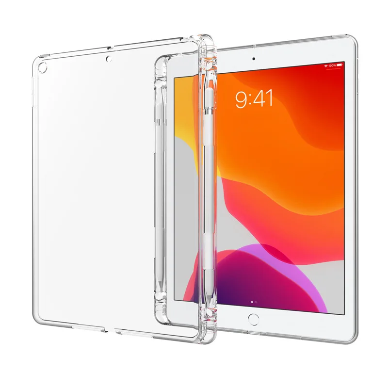 Transparent iPad Case with Pencil Holder and Durable TPU Cover