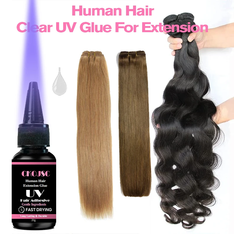 6pcs Kit Human UV Light Hair Gel Tape Hair Uv Glue 18w Uv Lamp Extension Kit Tape hair extend UV Technology glue Remover