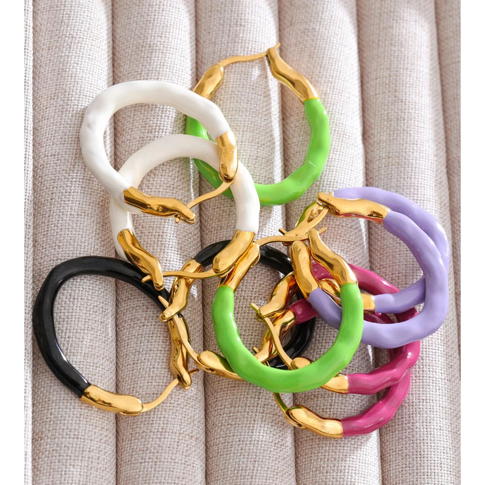 Yhpup Hoop Earrings Multi-Color Round Y2K