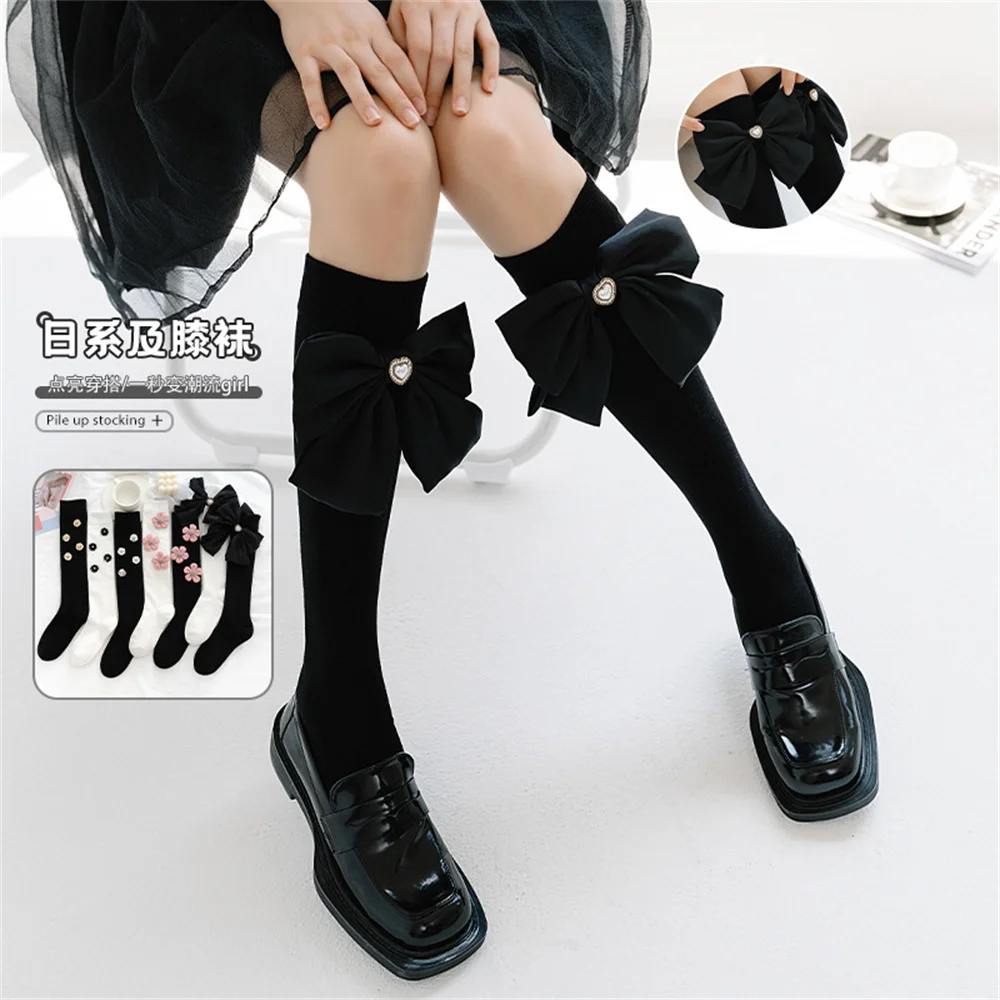 

Heavy Industry Bowknot Stockings Children's Japanese Ins Tidal Net Lolita Calf Stockings Small Flower Sequins Tall Stockings