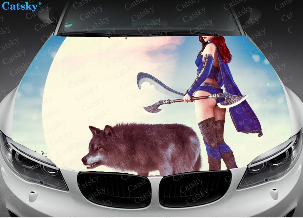 

Wolf animal wolf king Car hood wrap lion decal, bonnet vinyl sticker, full color graphic decal, CUSTOM made to Fit Any Car
