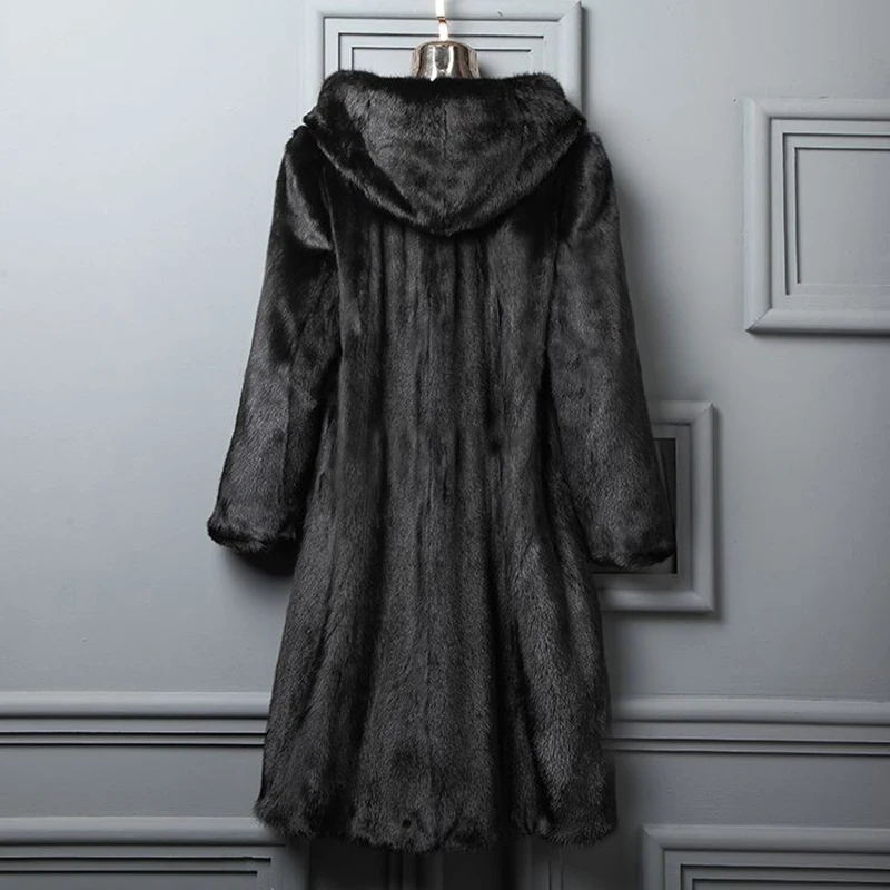 Fashion Fur Coat Female New  Female Middle-aged And Elderly Winter Large Size Hooded Temperament Imitation Mink Velvet Long Coat