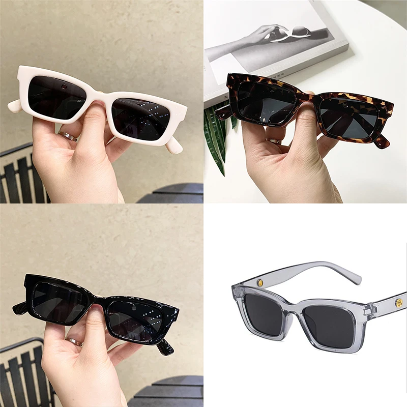 Female Dark Glasses, Solid Color Anti-UV Rectangular Sunglasses Eyewear for Outdoor Activities