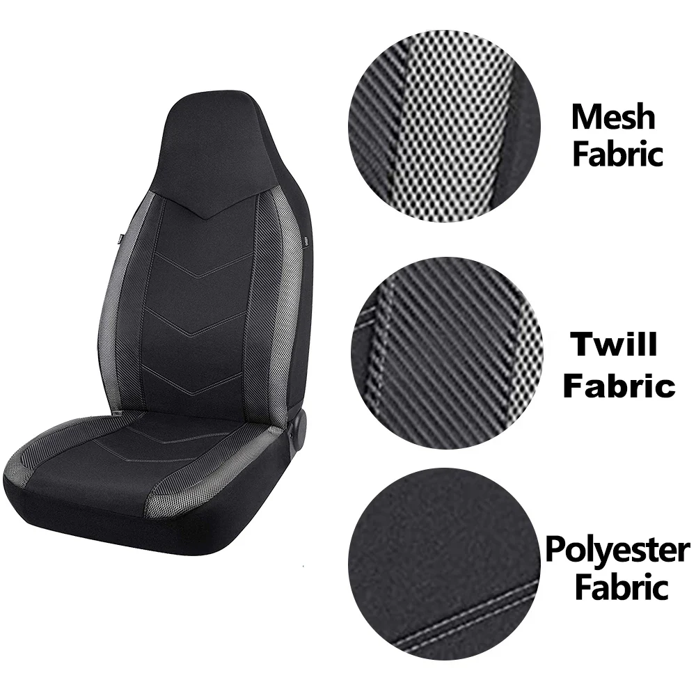 Auto plus hoge rugbak universele stoelbeschermer ademende mesh stof koolstofvezel textuur stoel autostoel hoes kussen
