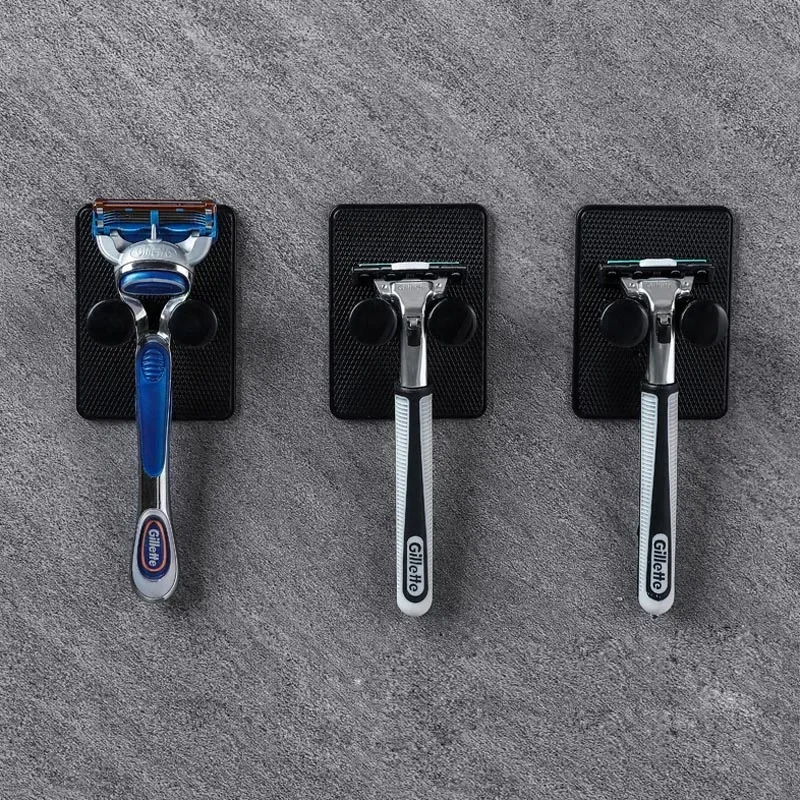 Punch Free Shaving Razor Holder Shower Men Shaver Holder Bathroom Accessories Razor Stand Wall Hook Razor Storage Shelf Hanger 2