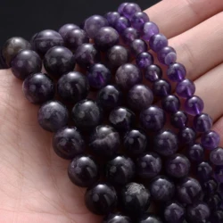 Elegant Natural Stone Bead Collection for Jewelry Crafting - Lava, Tiger Eye, Crystal, Apatite, Amazonite, Tourmaline (Amethyst)