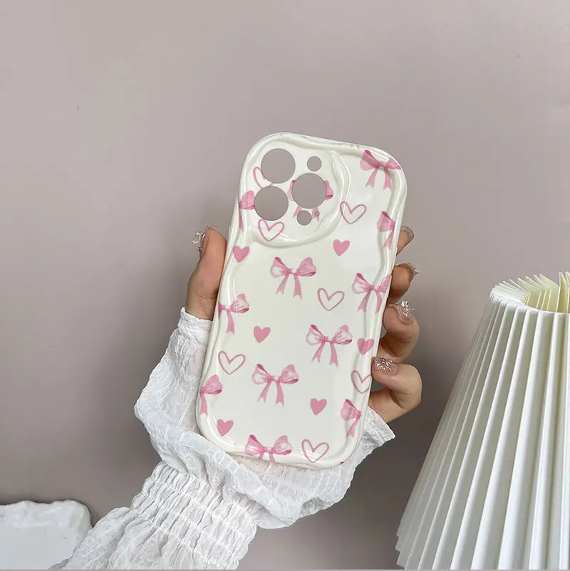 Elegant Pink Bow Chain Soft Phone Case
