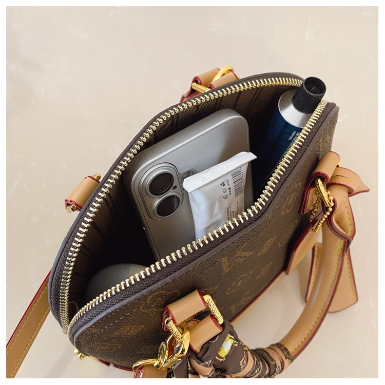 Damen Mini-Shell-Tasche, Seidenschal-Dekoration, Modische Handtasche, Vielseitige Schulter- und Umhängetasche – Detail 10