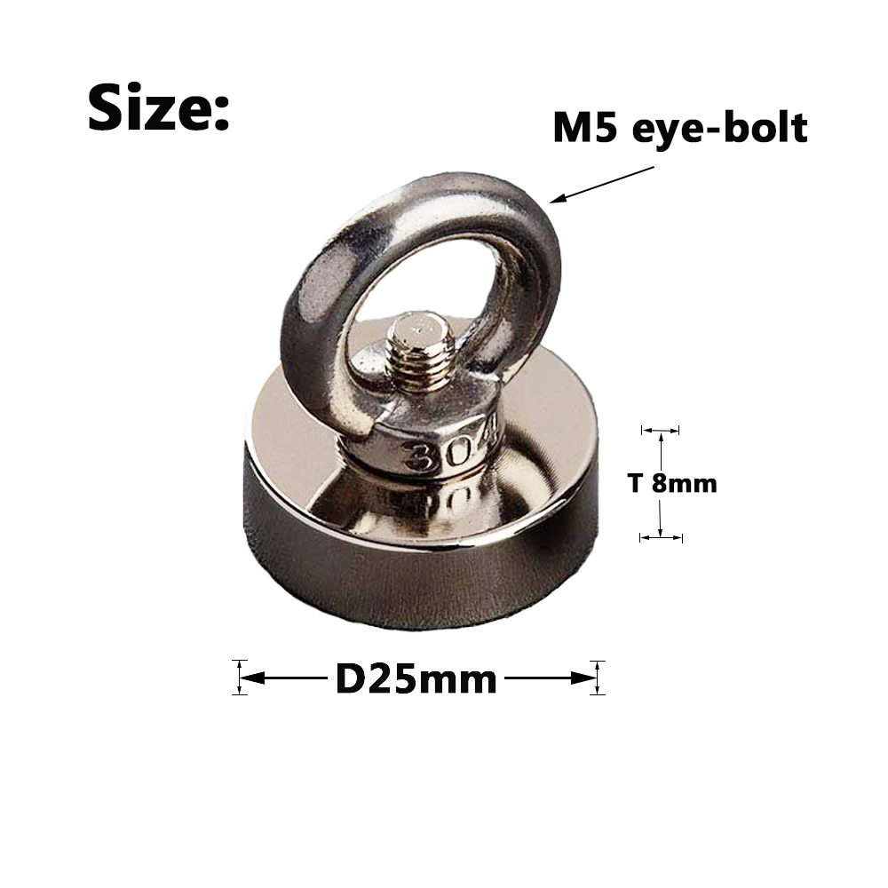 Strong Neodymium Magnet Fishing Hook Search Magnets 0-80KG for water meter Magnetic Equipments Holder