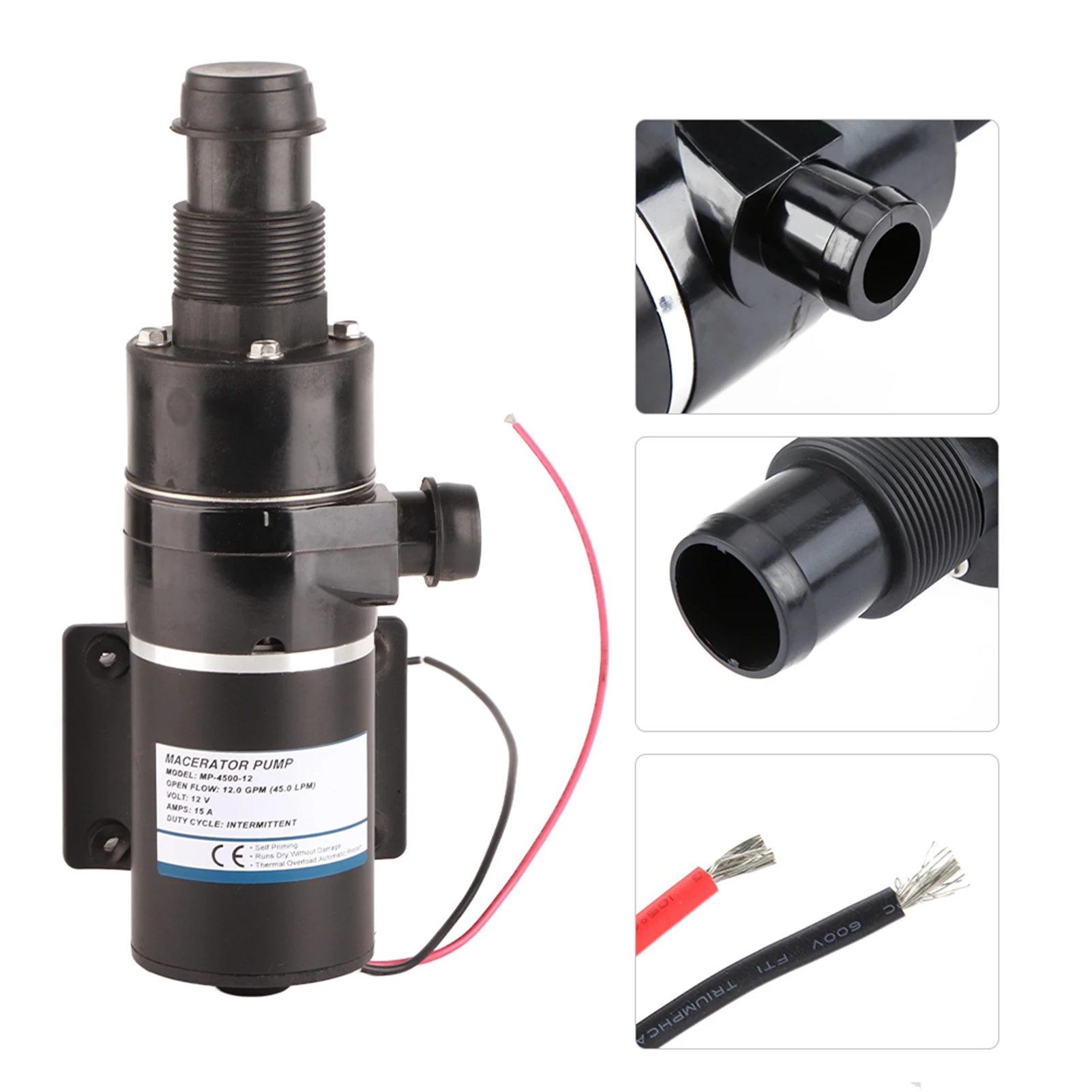 18590‑2092 Waste Pump Sewage Pump Self Priming Macerator Waste Pump Waste Evacuation Run Dry for Marine Yacht Boat