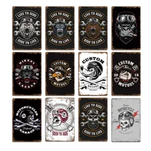 

Creative Skull Eagle Motorcycle Poster Garage Tool Pin Up Tin Signs Metal Plate Plaques Art Decorative Painting For Motor Club
