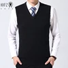 2024 Autumn Winter New Men's Solid Color V-neck Knitted Vest Casual Fashion Warm Sweater Versatile Top 5