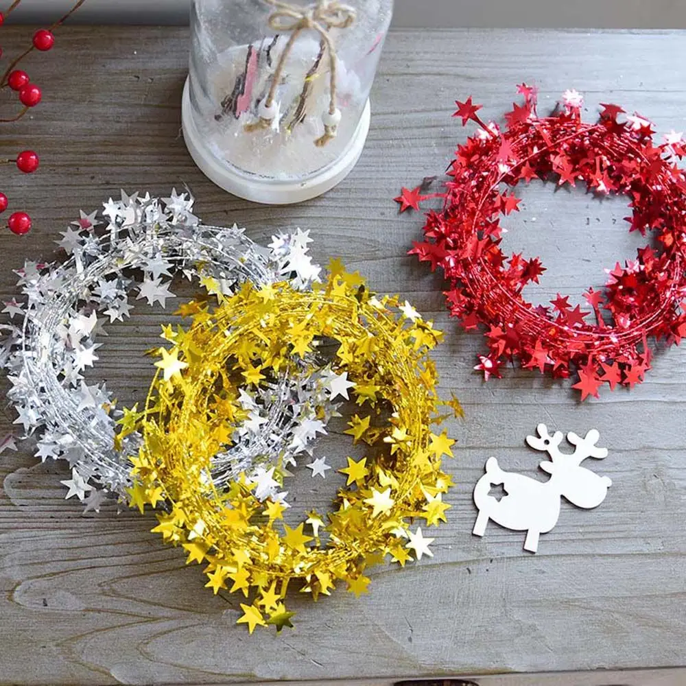 7.5M Party Xmas Christmas Tree Star Pine Tinsel Hanging Ornaments Rattan Garland Christmas Decoration